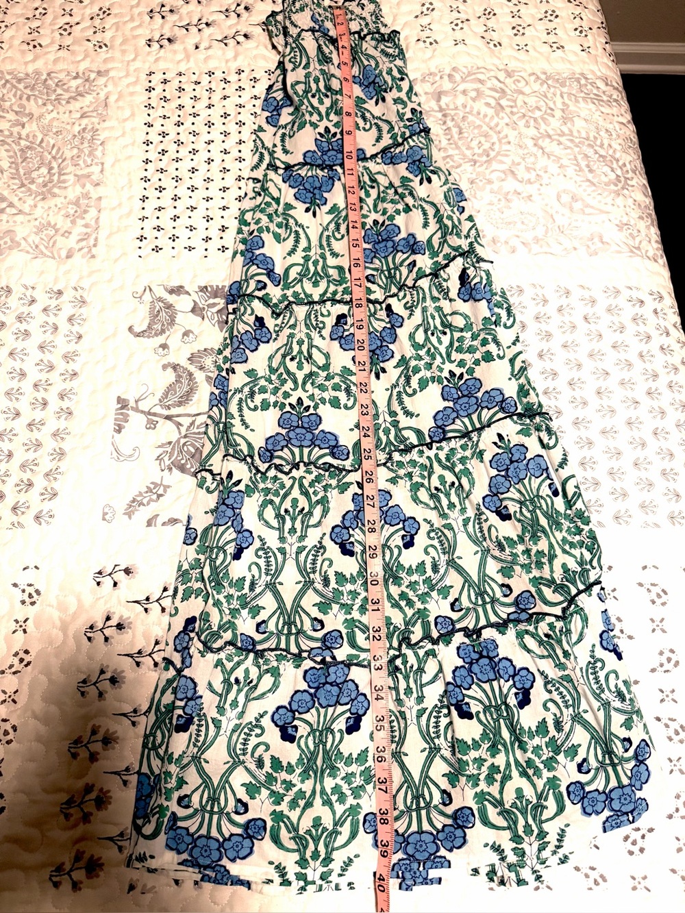 CHARLESTON SHOE CO. White Maxi Skirt with Blue & Green Floral Print - Picture 9 of 9